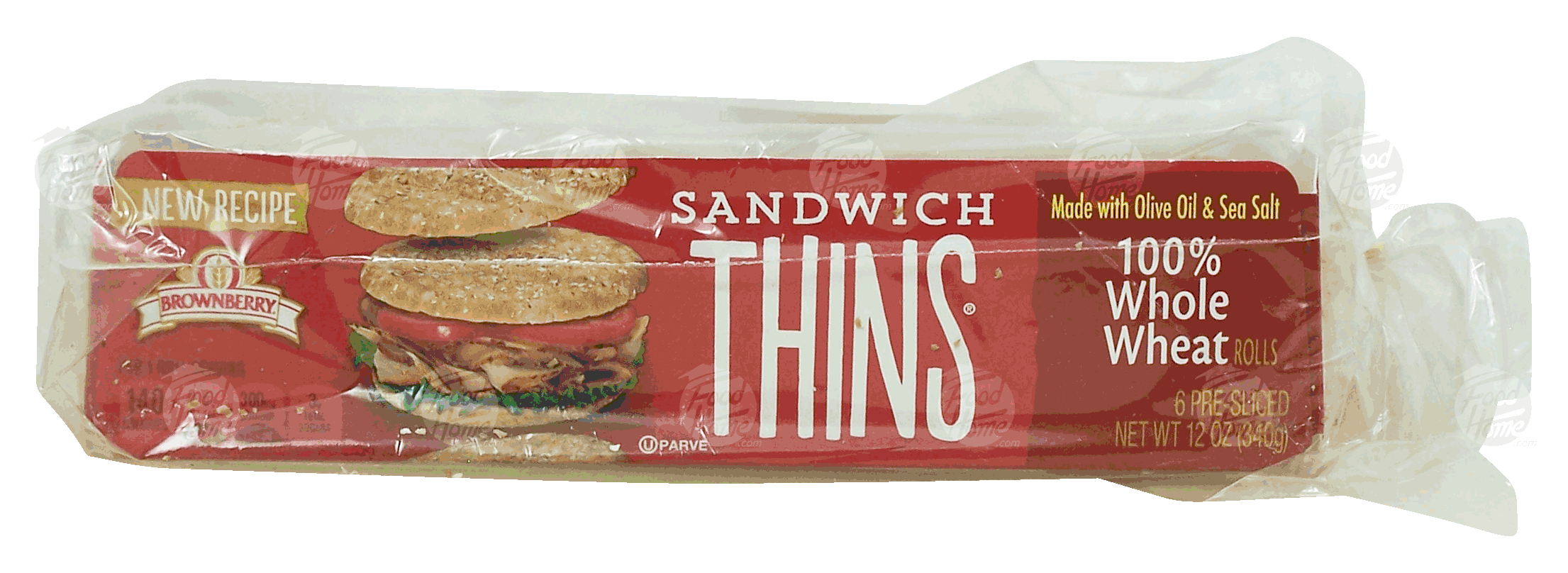 Brownberry Sandwich Thins 100% whole wheat rolls, pre-sliced, 6-count Full-Size Picture